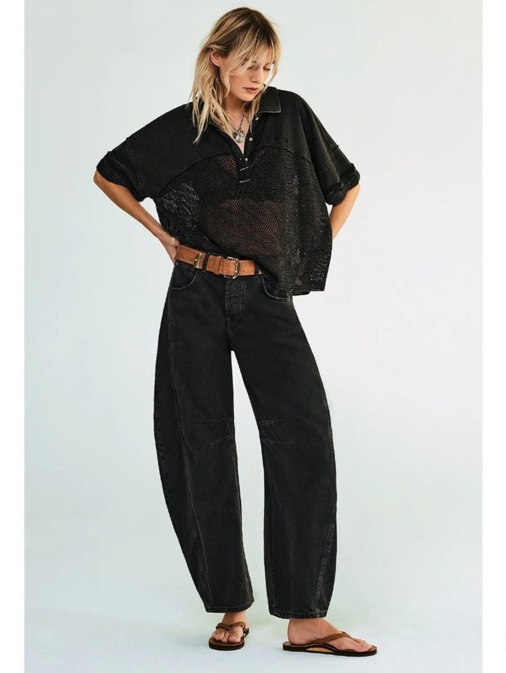 Free People We The Free Lucky You Mid Rise Barrel Soundwave - Picture 14 of 16